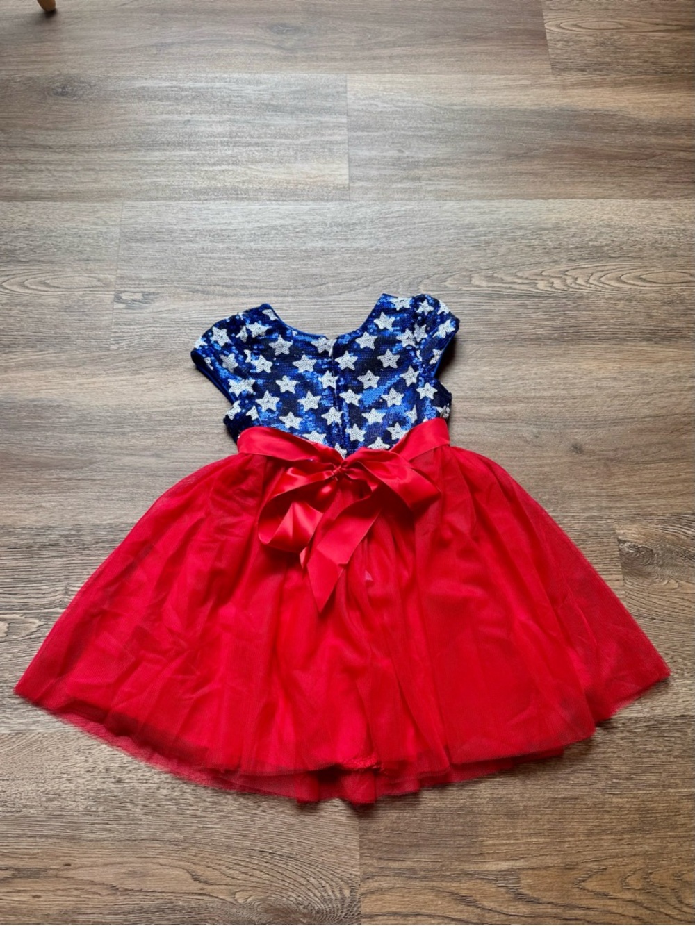 Patriotic Star Sequin & Red Tulle Girl’s Dress - Picture 2 of 5